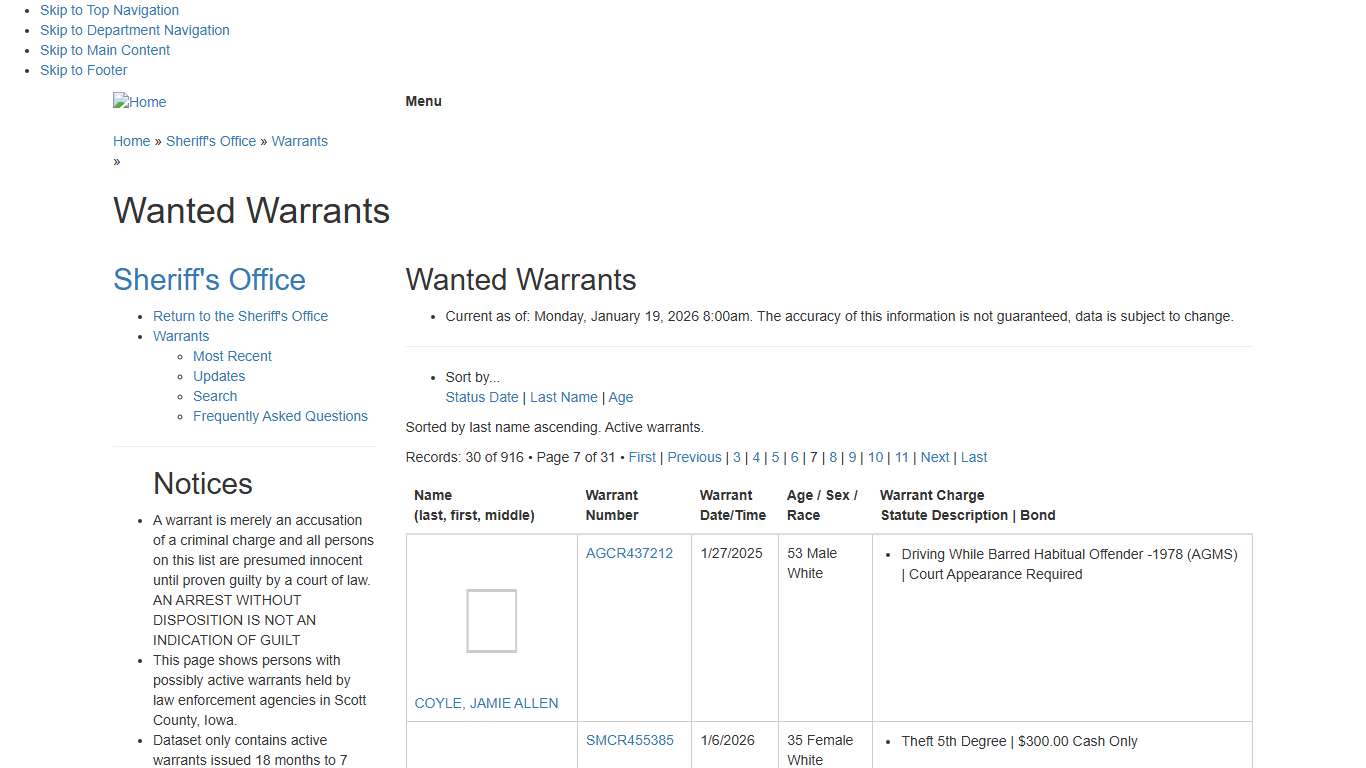 Wanted Warrants